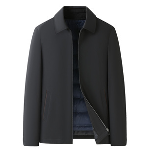 中年可拆卸内胆羽绒服男士加肥加大码胖子保暖外衣爸爸装翻领外套