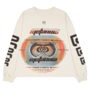 RRR123小众设计涂鸦印花美式做旧长袖T恤宽松休闲男女纯棉打底衫