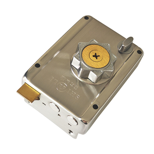 实力公检 老式木门防盗门外装门锁 自动碰锁 上反锁保险 纯铜锁芯