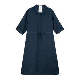 素然klee klee 秋季女士航海气质环保棉缎面丝棉连衣裙