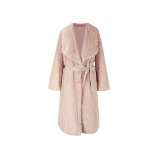 【阳春白雪】SYT自制 纯色小湖羊翻领仿水貂毛皮草系带大衣外套女