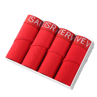 100%全棉男士三角内裤大红色盒装