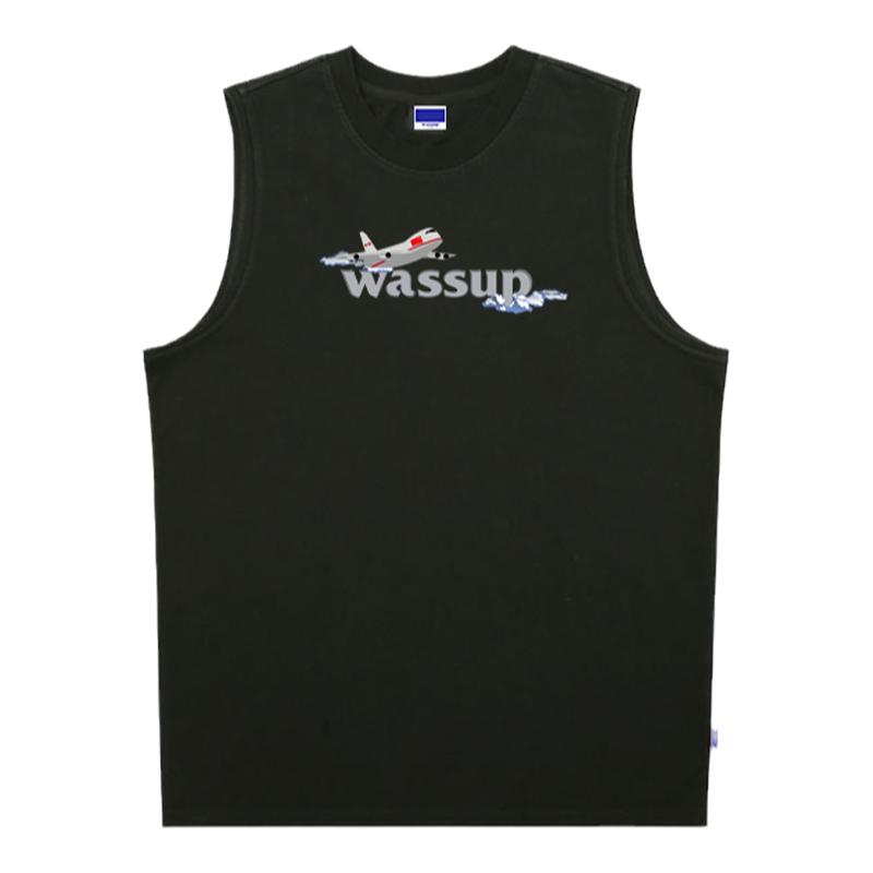 WASSUPHEODS夏季纯色背心宽松