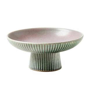 窑变高足水果盘精致陶瓷高脚茶点盘中式禅意点心盘茶室干果零食碗