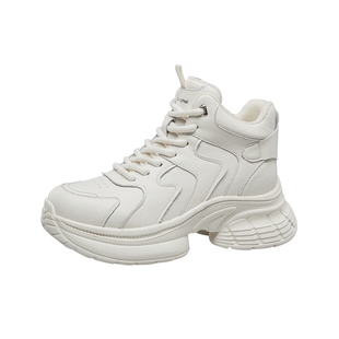 康奈女鞋2025冬季新款休闲运动鞋增高厚底鞋百搭老爹鞋女加绒保暖