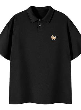 PSO Brand 男装女装针织可爱小狗短袖t恤Polo衫情侣半袖上衣潮牌