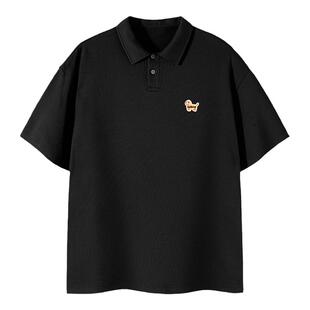 PSO Brand 男装女装针织可爱小狗短袖绣花POLO杉情侣半袖潮牌
