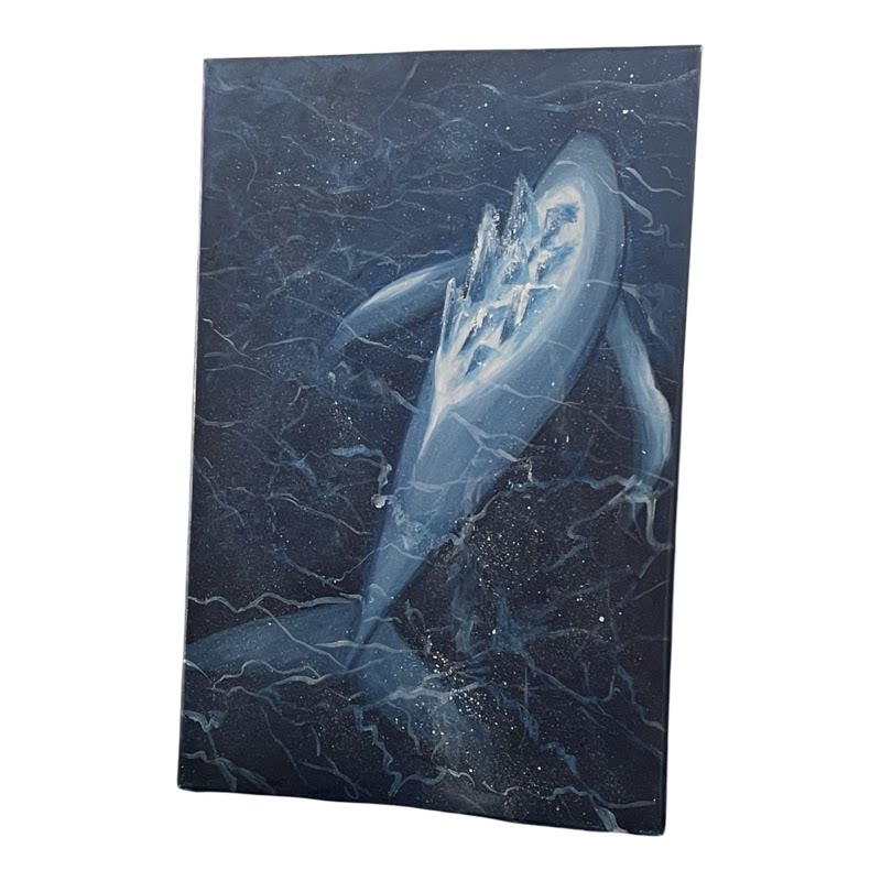 原创手绘星浪鲸游动物装饰画深海鲸鱼挂画海洋装饰品高端唯美礼物
