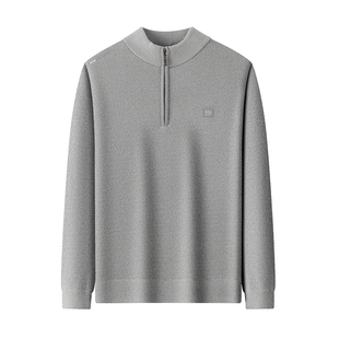 恒源祥精纺羊毛衫男士半高领拉链针织衫2025秋冬加厚加绒保暖毛衣