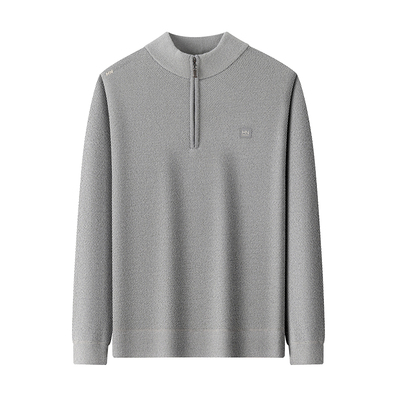 恒源祥精纺羊毛衫男士半高领拉链针织衫2025秋冬加厚加绒保暖毛衣