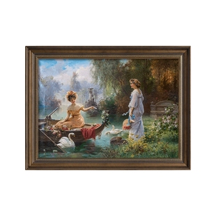 入户玄关装饰画横版世界名画走廊过道墙画正对门客厅挂画人物油画