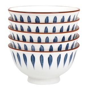 客家谣饭碗家用10个装5英寸陶瓷碗中式创意高脚碗微波炉瓷碗小碗