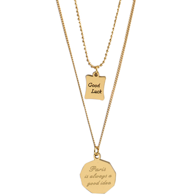 冷淡风双层项链项链瑞夫卡钛钢