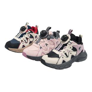 百丽童鞋女童运动鞋冬季加绒鞋子小女孩旋钮老爹鞋学生休闲跑步鞋