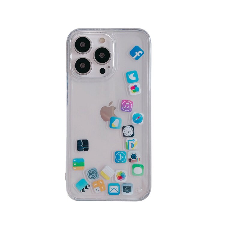 CHOWILL会动的APP图标双层流沙手机壳适用iPhone17Pro Air 16Promax 15Pro 14Plu