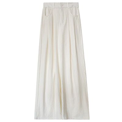 灰色冰丝高腰小个子西装阔腿裤