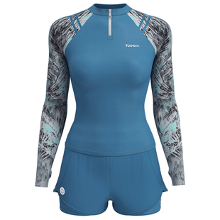 TOSWIM分体泳衣女2026年新款度假游泳衣两件套长袖防晒保守大码