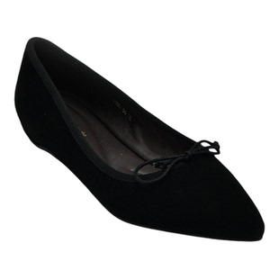 SENSHIHJ/森诗和匠牛翻皮平底尖头单鞋女春夏浅口蝴蝶结通勤女鞋