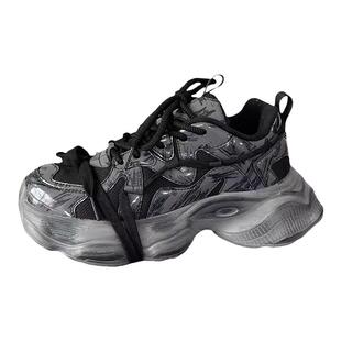 老爹鞋男士黑武士新款鞋涂鸦厚底增高情侣款百搭潮牌休闲男鞋透气