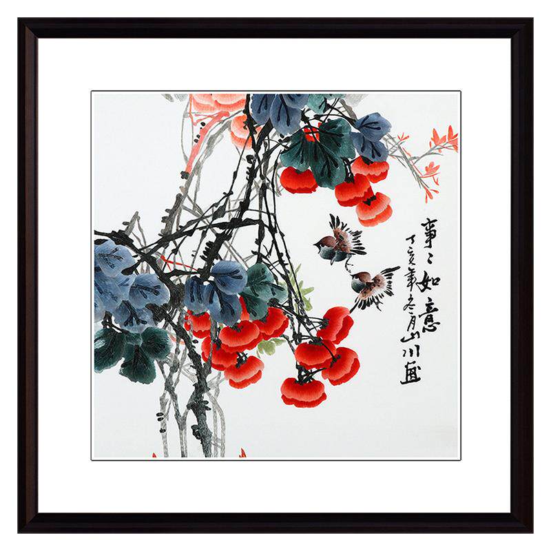 苏绣成品挂画餐厅玄关走廊水果柿子静物事事如意纯手工刺绣装饰画