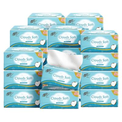 清风云柔压花纸巾80抽24包实惠装