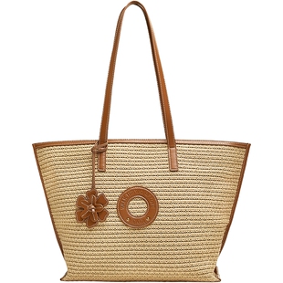 TATA他她休闲度假风托特包女士包包大容量编织单肩包女包X3461BX5