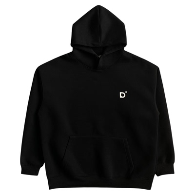 400g重磅黑色字母印花连帽卫衣男生2025新款秋季休闲宽松套头帽衫