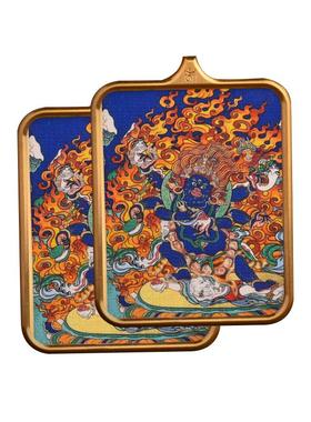 藏式唐卡大黑天吊坠六臂玛哈嘎拉项链小唐卡嘎乌盒饰品本命年挂件