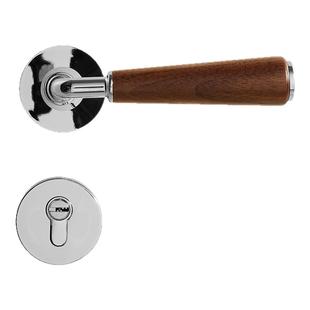 固特中古风亮银色黑胡桃木卧室门锁室内木门把手复古静音磁吸锁具