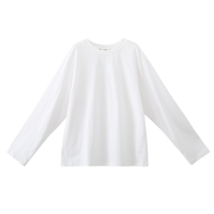 【平平无奇】初中生女孩纯白T恤2026春装新款青少年简约长袖上衣