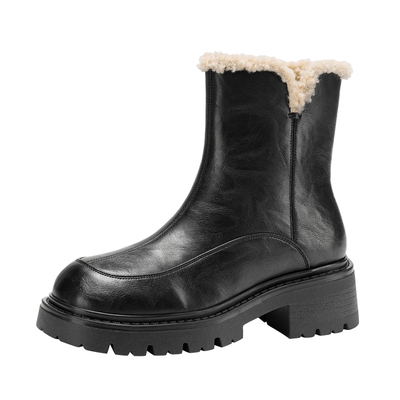达芙妮加绒雪地靴女黑色短靴