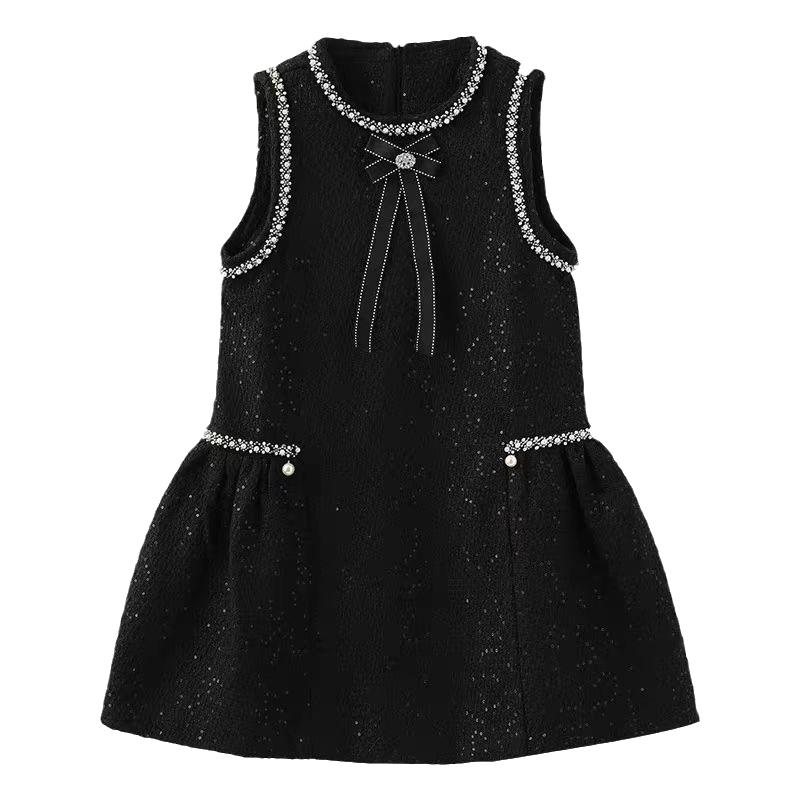 女童秋冬2025新款礼服轻奢小众高端公主裙儿童生日红色小香风套装