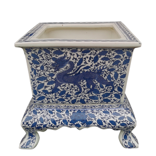 景德镇陶瓷花盆青花瓷仿古客厅阳台桌面落地装饰四方四角种花盆