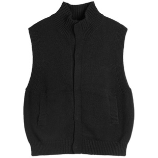 GENESISBOY 高级简约纯色高领针织马甲男秋冬韩版开衫背心毛衣潮