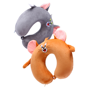 HUGKIS猫和老鼠U型颈枕卡通可爱毛绒头枕办公室午休枕记忆棉脖枕
