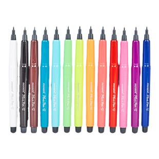 韩国Monami慕那美水性笔黑色小学生中性笔12色可替换芯水彩笔套装彩色笔做笔记专用手账思维导图慕娜美纤维笔