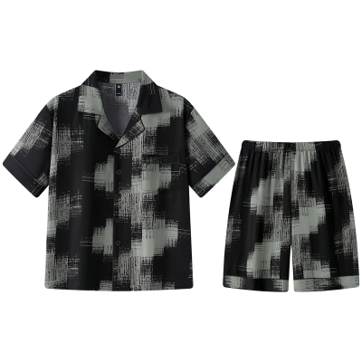 宫蝶【凉感型】睡衣男夏季短袖冰丝家居服可外穿大码青年开衫套装