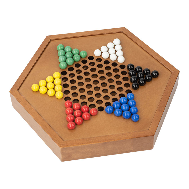 实木跳棋玻璃珠大号亲子互动桌面跳棋