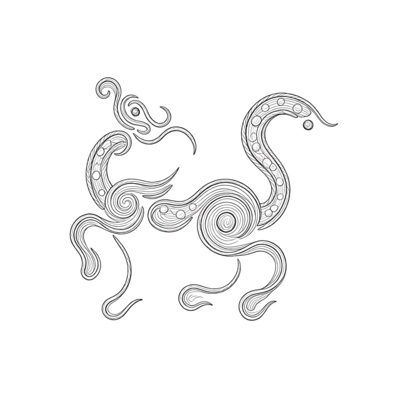 五大瑞兽纹样水溶布刺绣图案传统