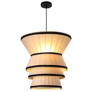 竹编藤艺吊灯东南亚餐厅酒店茶室火锅店民宿客厅包间灯新中式灯具