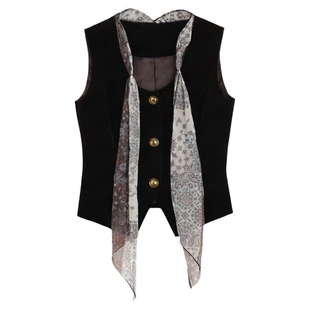 利达 NEW DADADA【摩卡丝绒】复古做旧高级感休闲百搭马甲女丝巾