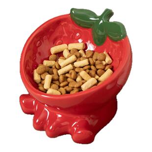 高脚猫碗大口径陶瓷不易打翻猫粮喝水双碗保护颈椎宠物食盆高颜值