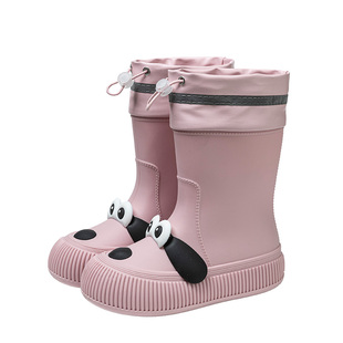 儿童雨鞋女童新款可爱卡通小狗水鞋室外防水男童四季加绒PVC软底