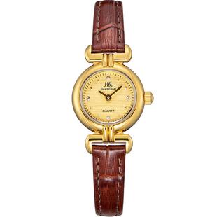 【新年礼物】上海手表女士复古小金色表轻奢时尚石英表官方旗舰店