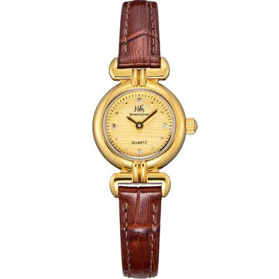 【新年礼物】上海手表女士复古小金色表轻奢时尚石英表官方旗舰店