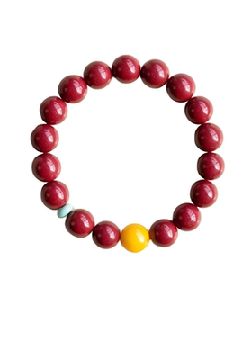 天然朱砂手串女款本命年紫金砂转运琥珀鸡油黄蜜蜡绿松石手链