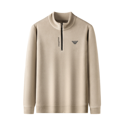 正品意大利名牌高端拉链卫衣男士秋冬德绒打底衫立领保暖长袖t恤