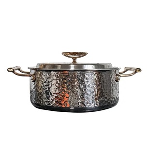 外贸出口意大利锤纹锅法式复古玫瑰金锅INS厨房锅燃气灶电磁炉用