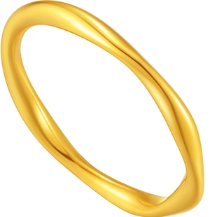 潮宏基至简足金戒指黄金戒圈指环手饰5D硬金女职场通勤时尚情人节