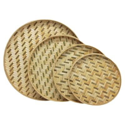 竹编簸箕无孔夹半竹青装饰竹匾小